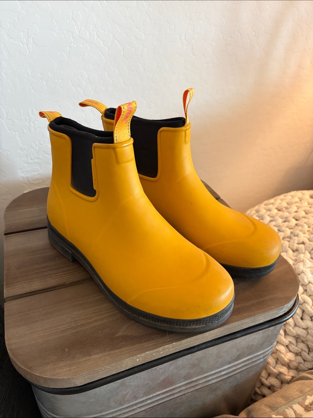 Yellow Chelsea-Style Waterproof Rain Boots for Women